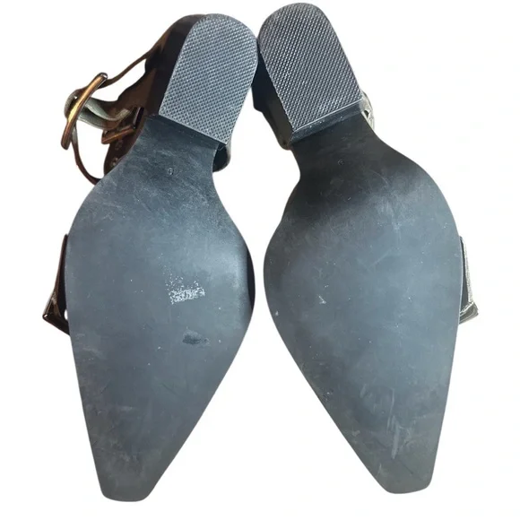 Free People Jeffrey Campbell Hendrix ~ Size 9 ~ Olive Cow Leather Heels Shoes - Picture 8 of 10